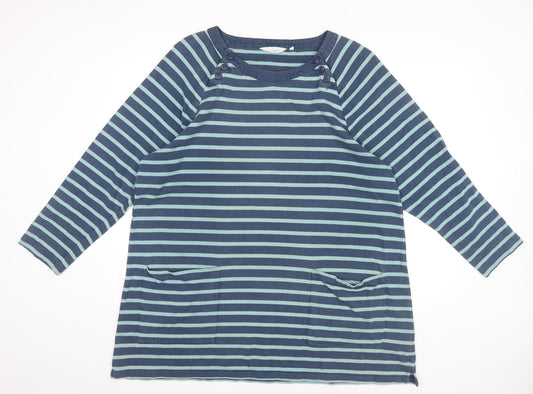 Seasalt Cornwall Women Blue Striped Tunic Dress Size 24 Cotton