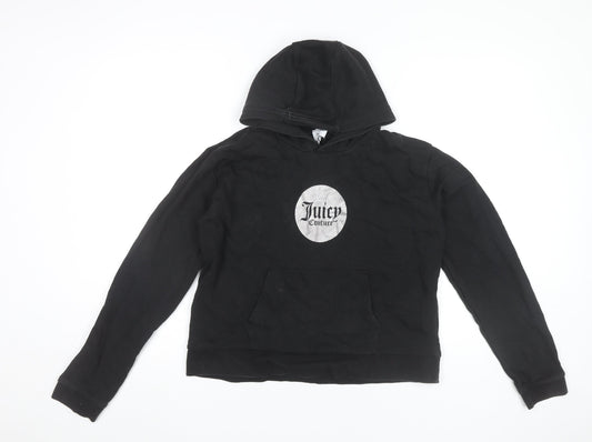 Juicy Couture Girls Black Pullover Hoodie 15-16 Years Logo Print