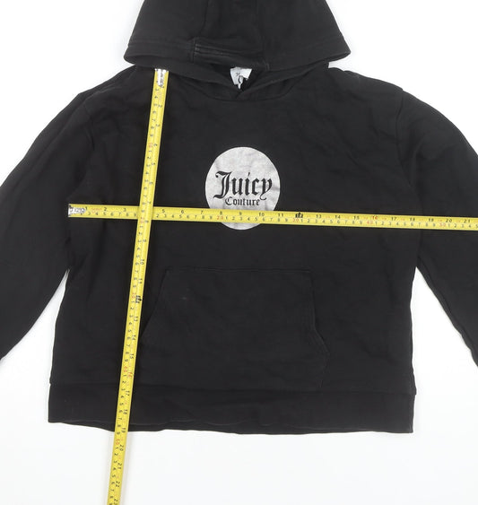 Juicy Couture Girls Black Pullover Hoodie 15-16 Years Logo Print