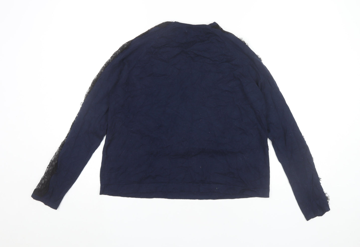 Warehouse Womens Blue Lace Accent Pullover Jumper UK 14