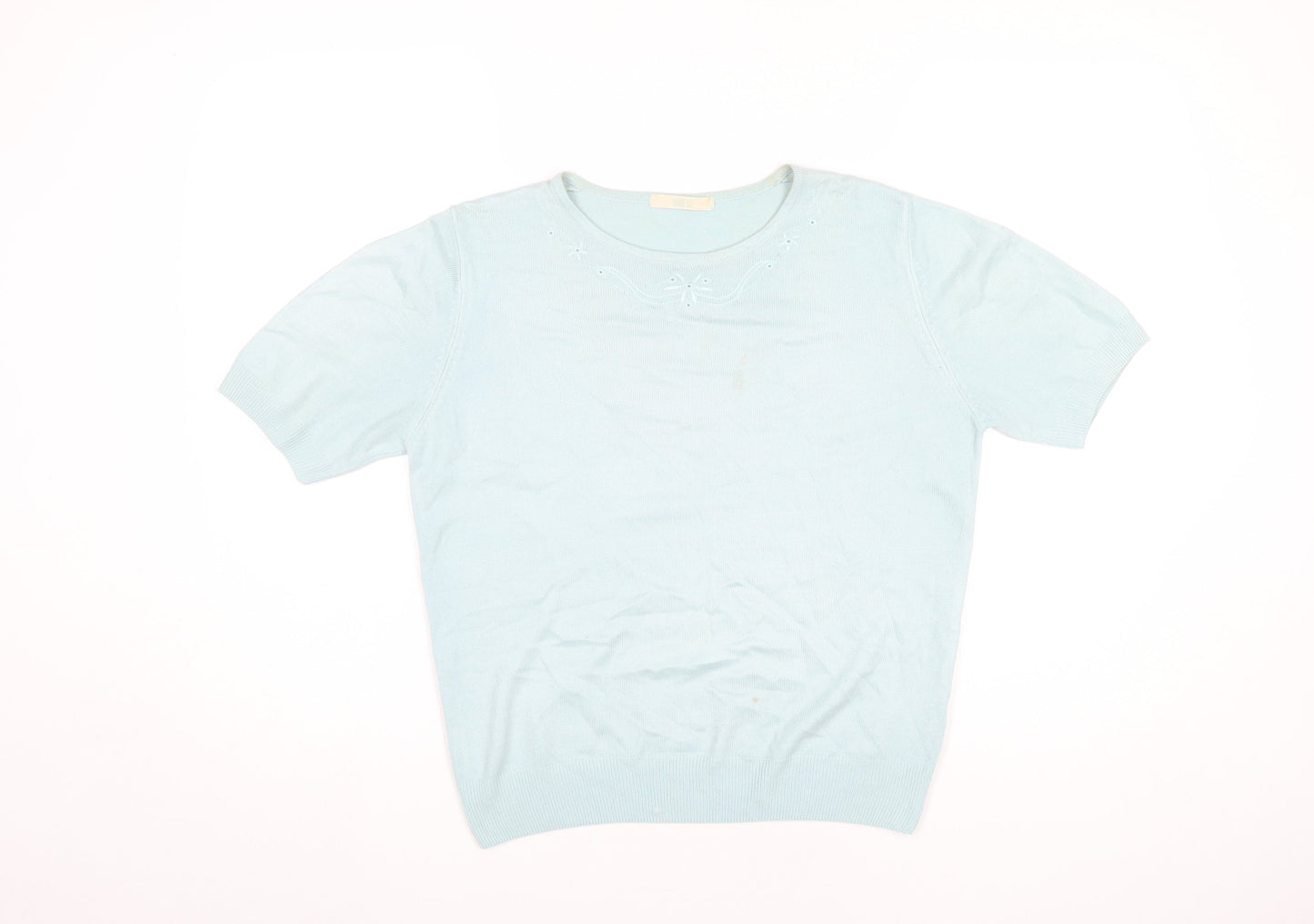 Marks and Spencer Womens Blue Size 12 Acrylic Knit Short Sleeve Top