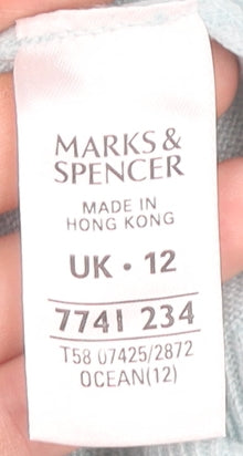 Marks and Spencer Womens Blue Size 12 Acrylic Knit Short Sleeve Top