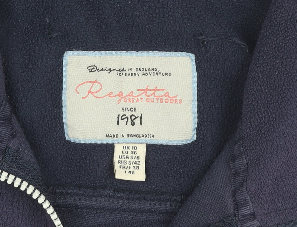 Regatta Womens Blue Fleece Jacket Size 10 Full Zip Outdoor Casual