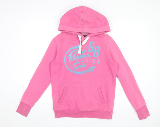 Superdry Women’s Pink Pullover Hoodie Size S Logo Hooded Sweatshirt