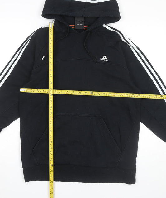 Adidas Men’s Black Pullover Hoodie Medium Logo Striped Sportswear