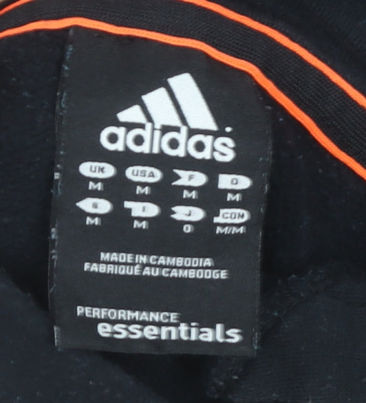 Adidas Men’s Black Pullover Hoodie Medium Logo Striped Sportswear