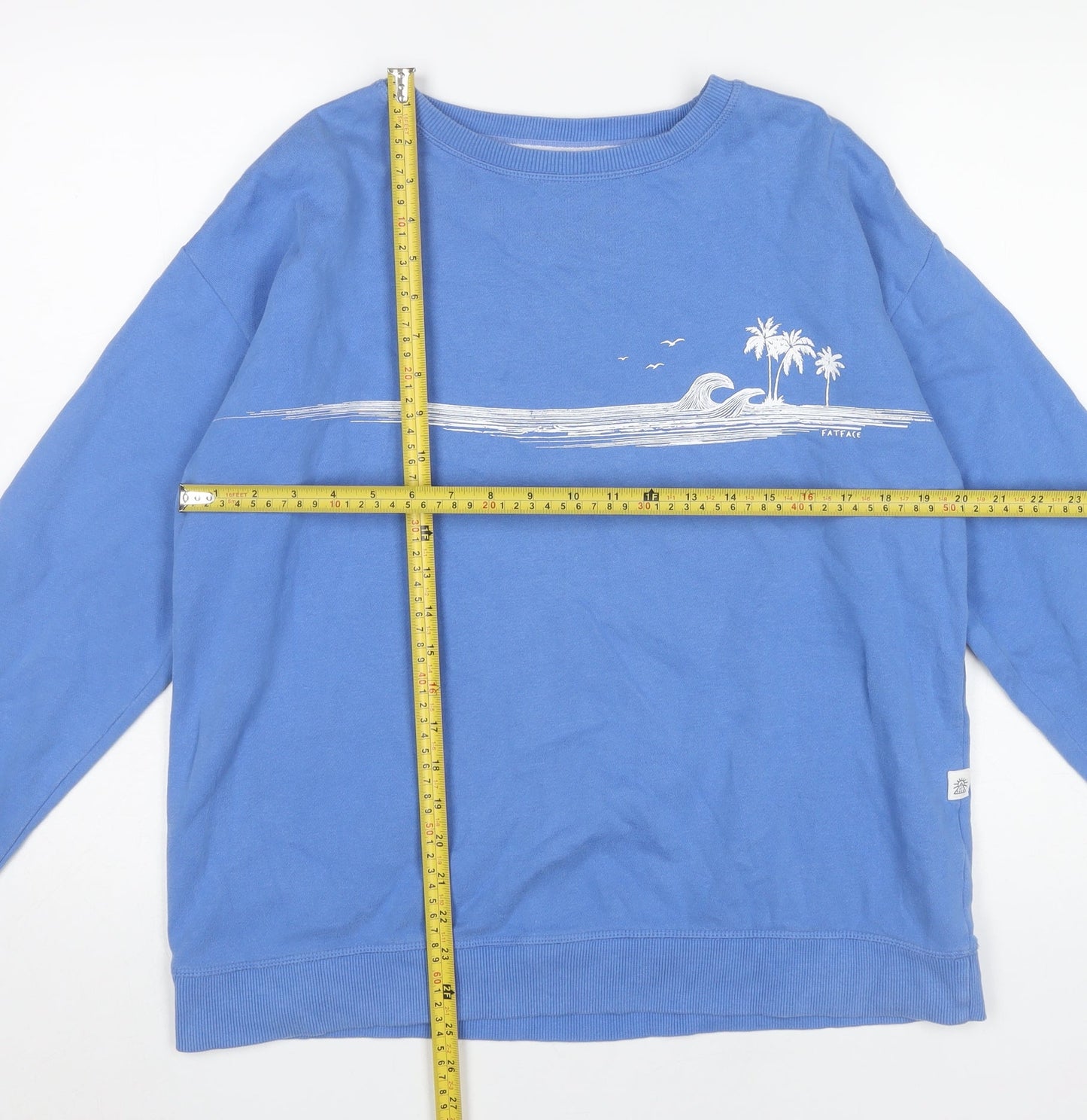 FatFace Womens Blue Cotton Blend Sweatshirt Size 12 Graphic Print