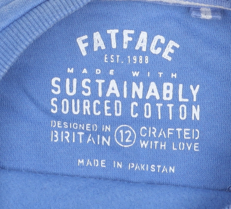 FatFace Womens Blue Cotton Blend Sweatshirt Size 12 Graphic Print