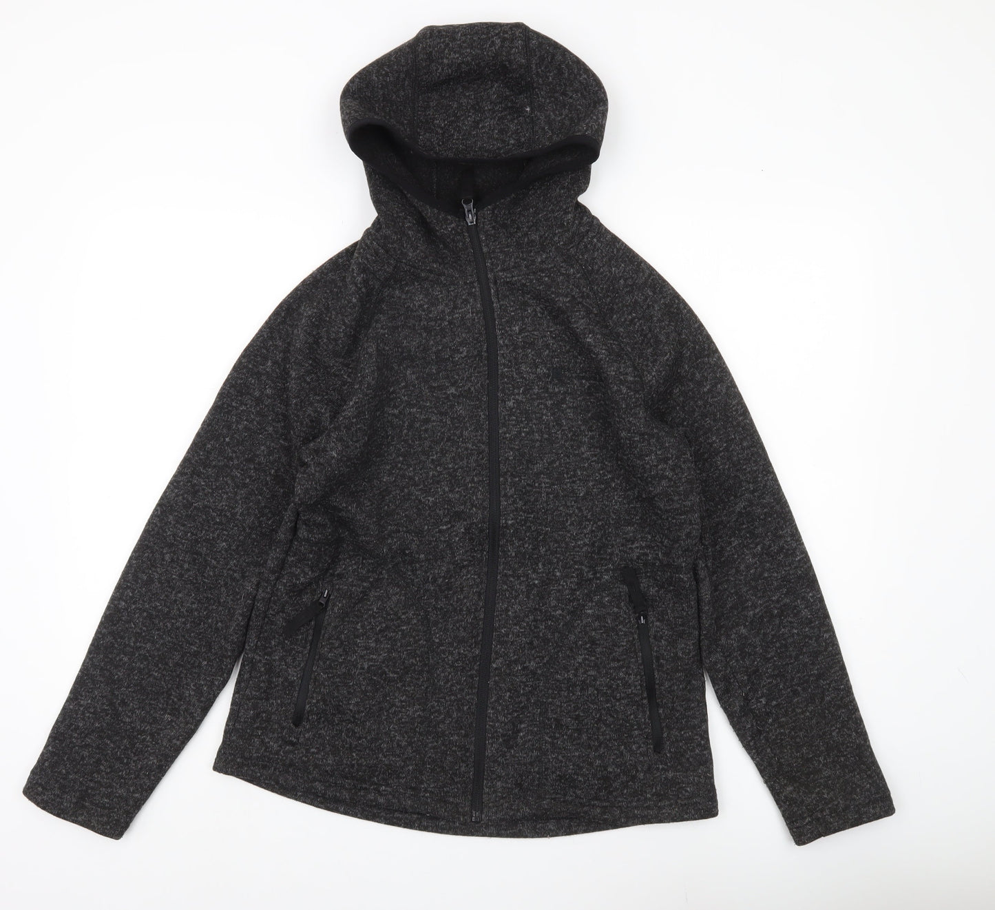 Mountain Warehouse Womens Black Fleece Jacket Hooded Size 14 Regular