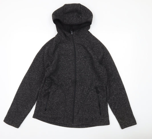 Mountain Warehouse Womens Black Fleece Jacket Hooded Size 14 Regular