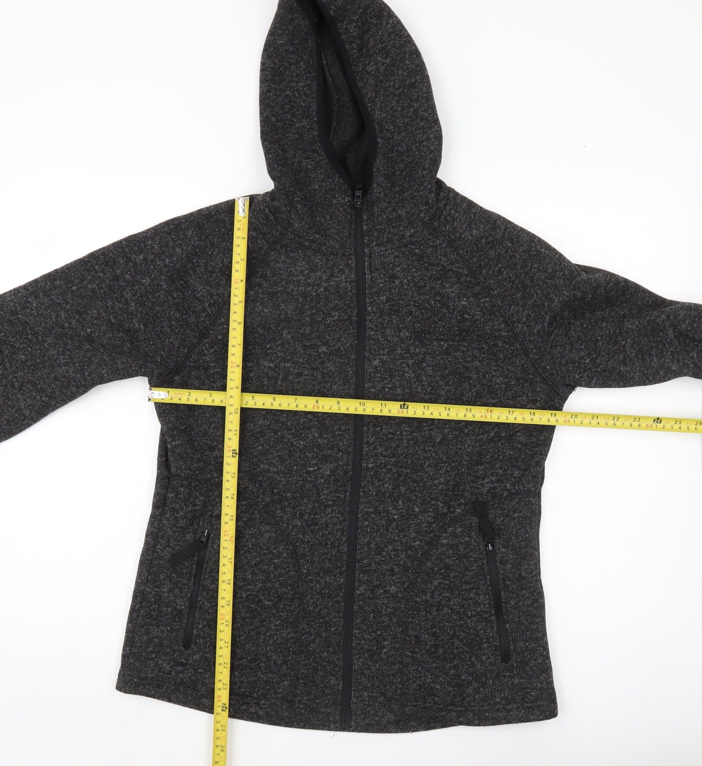 Mountain Warehouse Womens Black Fleece Jacket Hooded Size 14 Regular
