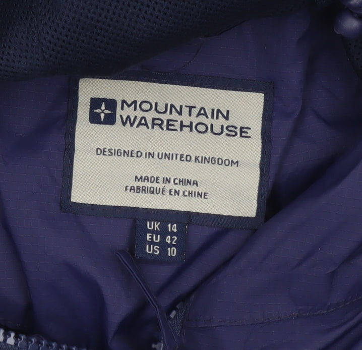 Mountain Warehouse Women’s Blue Waterproof Hooded Rain Jacket Size 14
