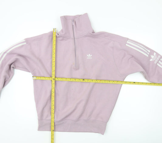 Adidas Womens Purple 1/2 Zip Sweatshirt Size 12 Relaxed Fit Logo Jumper