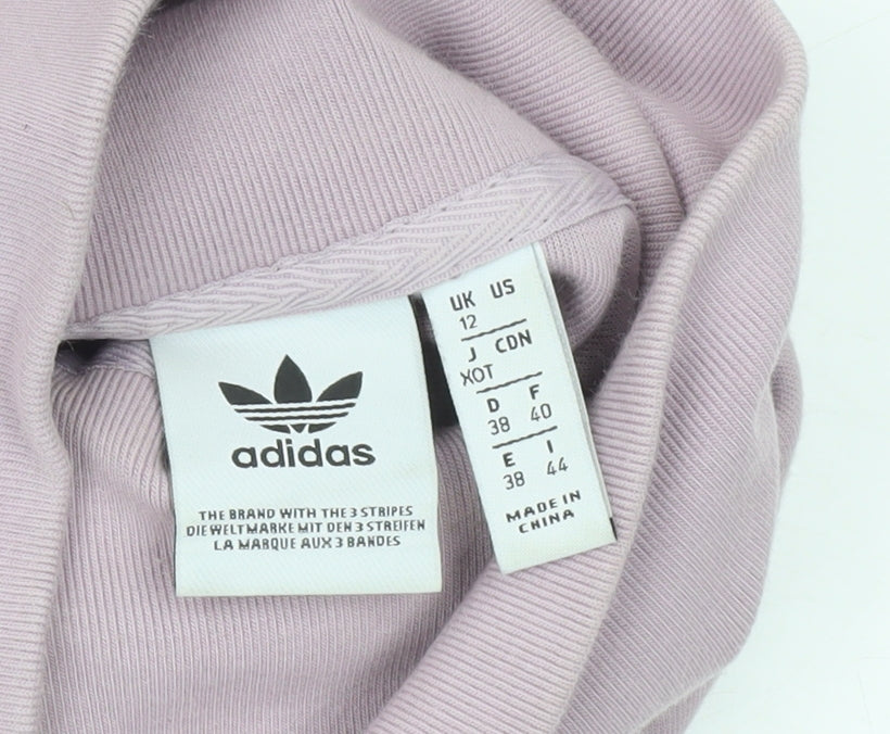 Adidas Womens Purple 1/2 Zip Sweatshirt Size 12 Relaxed Fit Logo Jumper
