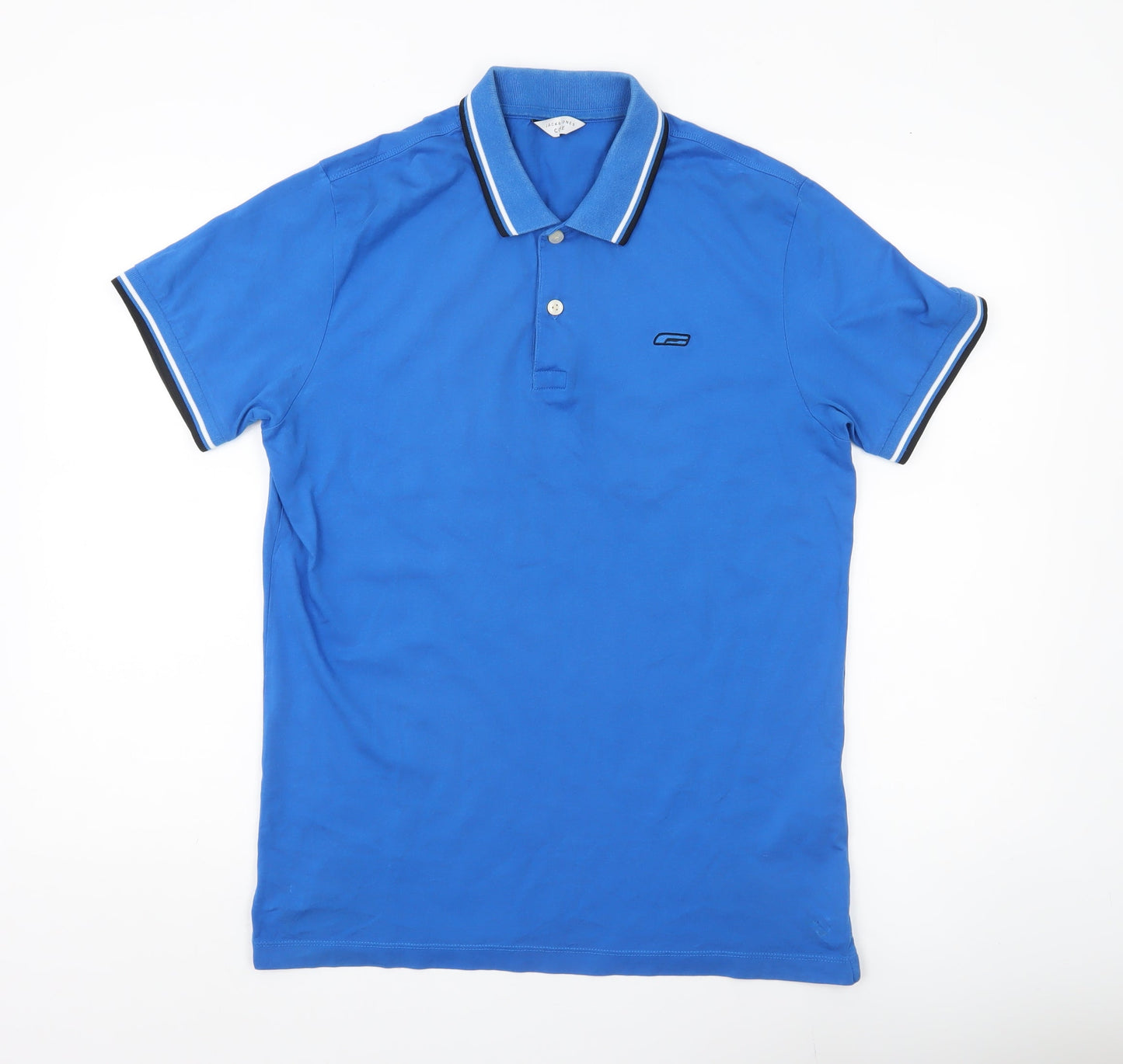Jack & Jones Men’s Blue Polo Shirt L Cotton Short Sleeve