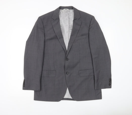 Hugo Boss Men's Grey Slim Fit Wool Mohair 2 Button Suit Jacket 38R