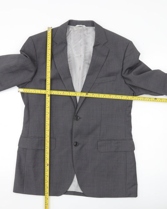 Hugo Boss Men's Grey Slim Fit Wool Mohair 2 Button Suit Jacket 38R
