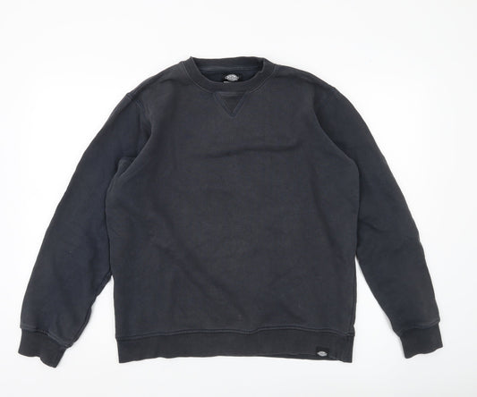 Dickies Mens Black Crew Neck Pullover Sweatshirt Size L Regular