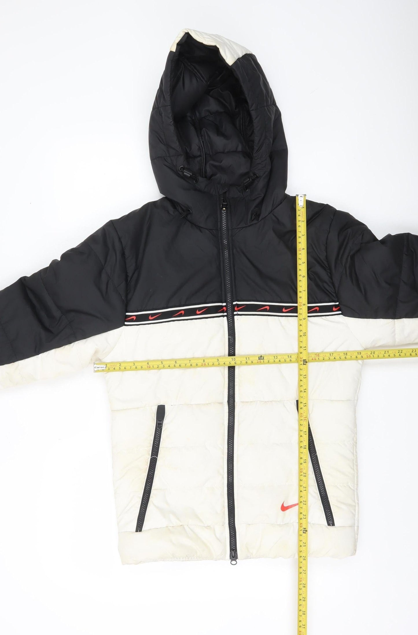 Nike Mens Black White XS Therma-Fit Puffer Jacket Hooded Winter