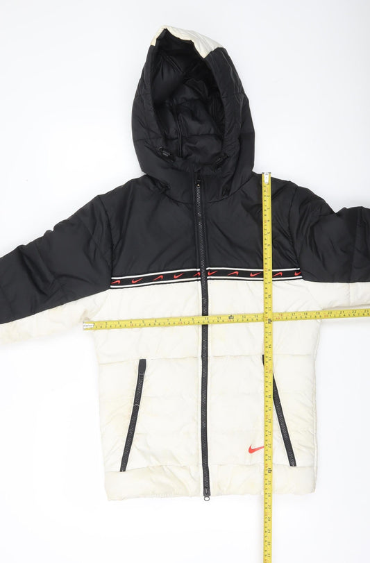 Nike Mens Black White XS Therma-Fit Puffer Jacket Hooded Winter