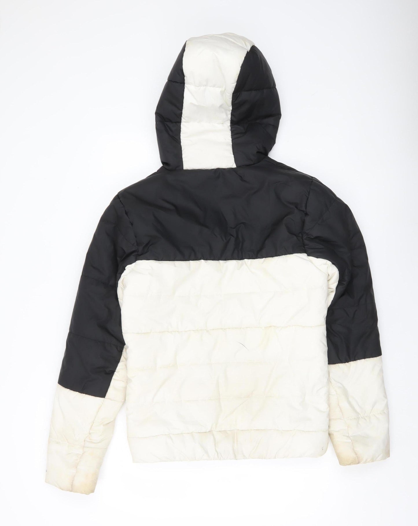 Nike Mens Black White XS Therma-Fit Puffer Jacket Hooded Winter