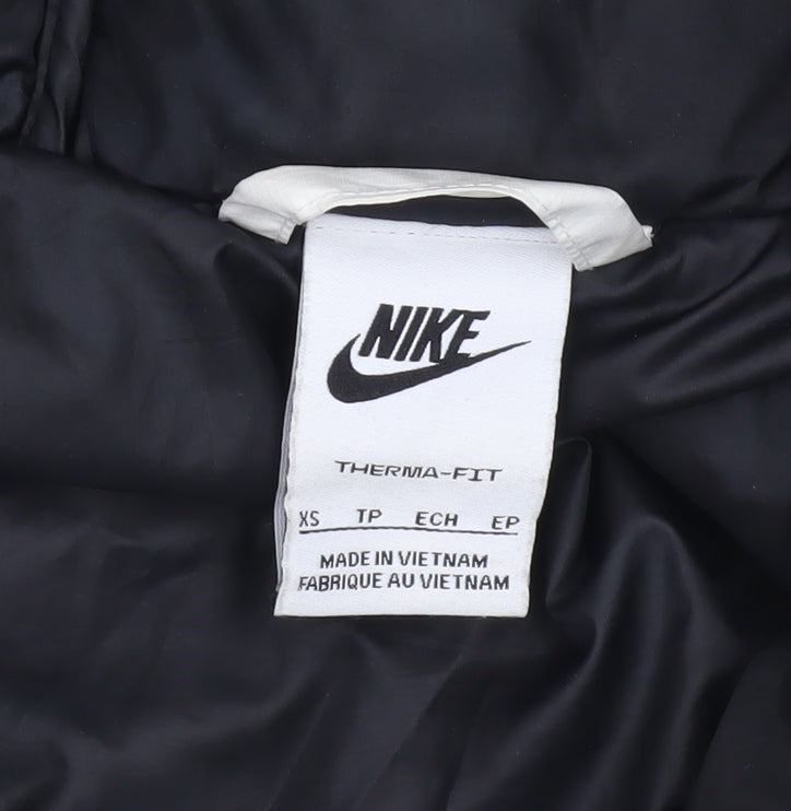 Nike Mens Black White XS Therma-Fit Puffer Jacket Hooded Winter