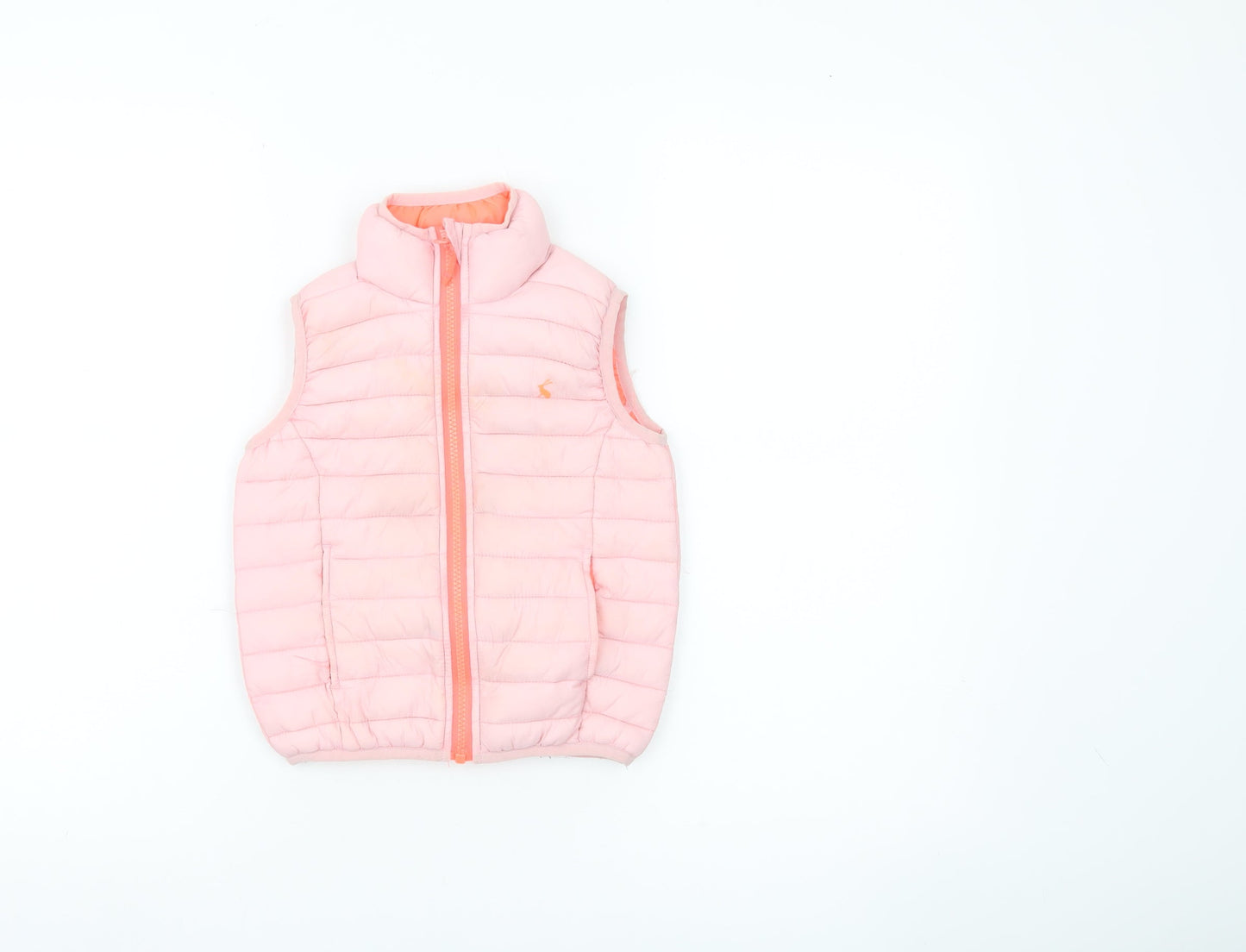 Joules Girls Pink Puffer Gilet Waistcoat 3Y Quilted Sleeveless Jacket
