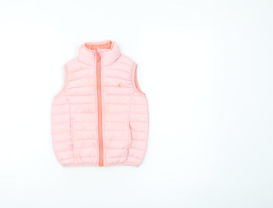 Joules Girls Pink Puffer Gilet Waistcoat 3Y Quilted Sleeveless Jacket
