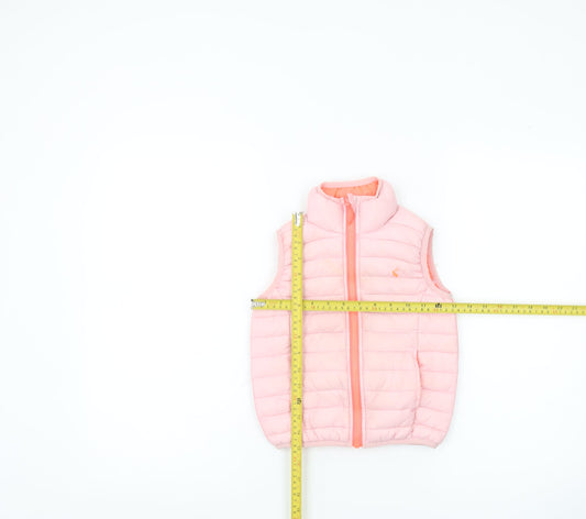 Joules Girls Pink Puffer Gilet Waistcoat 3Y Quilted Sleeveless Jacket