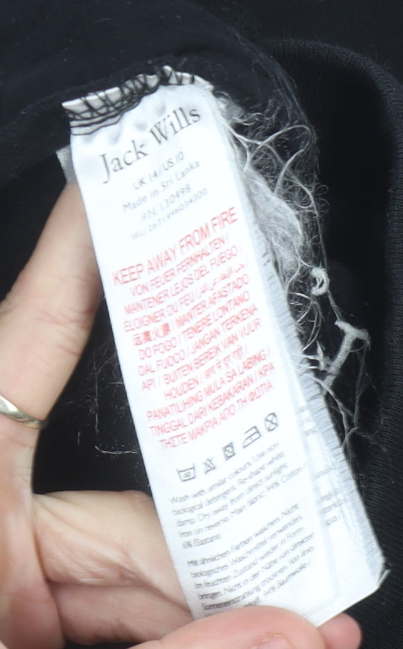 Jack Wills Womens Black Jogger Trousers Size 14 Elastic Waist