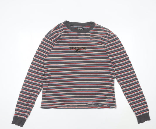 Billabong Mens Medium Multicolour Striped Long Sleeve T-Shirt Retro