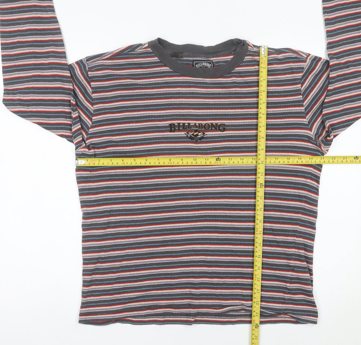 Billabong Mens Medium Multicolour Striped Long Sleeve T-Shirt Retro