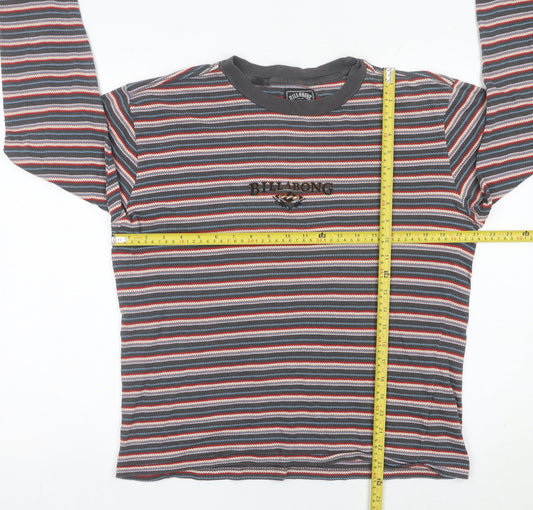 Billabong Mens Medium Multicolour Striped Long Sleeve T-Shirt Retro