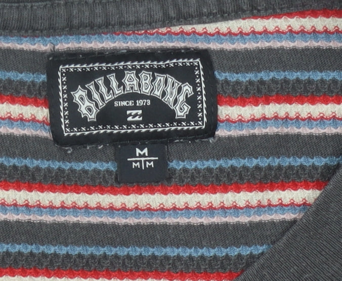 Billabong Mens Medium Multicolour Striped Long Sleeve T-Shirt Retro