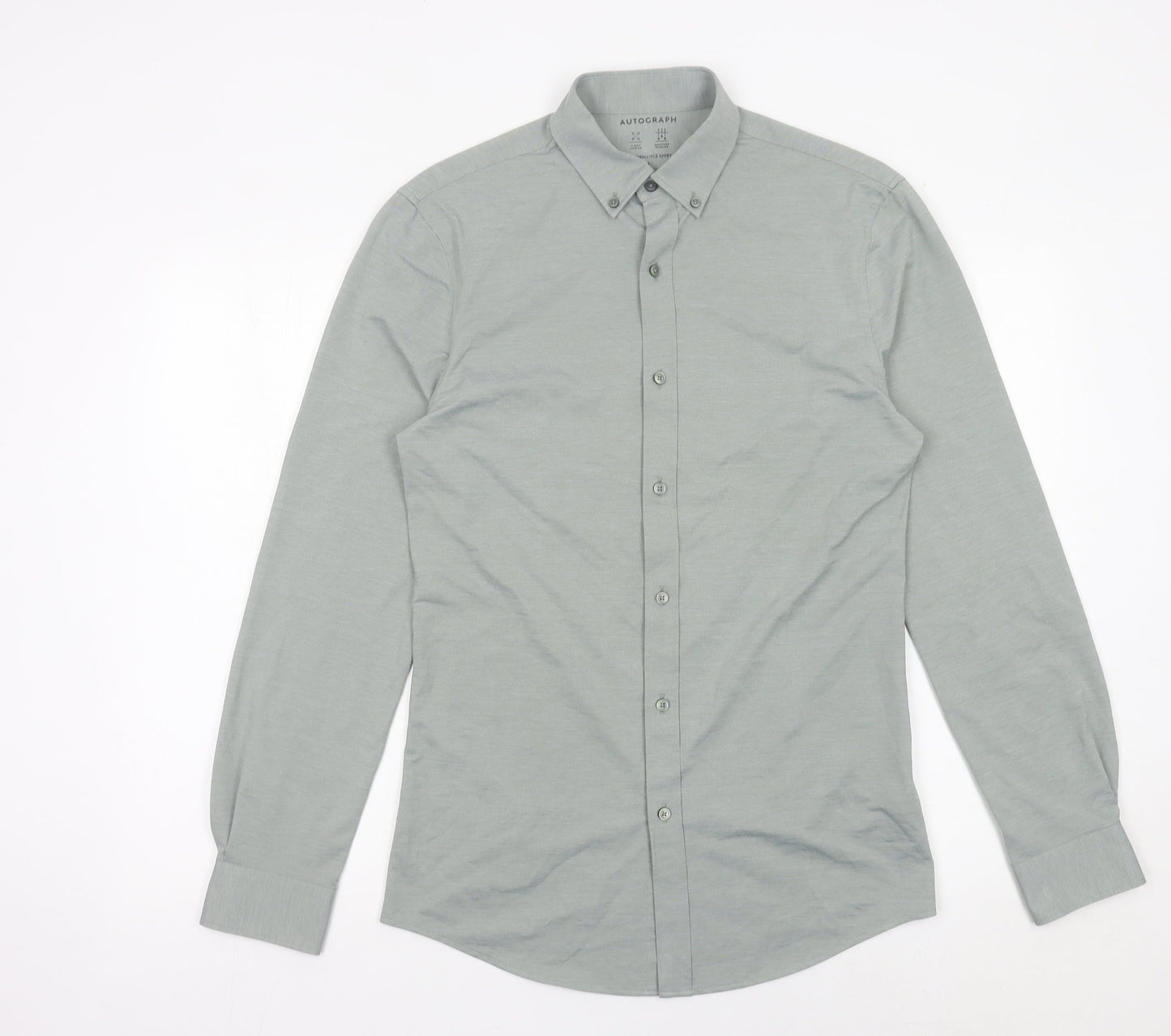 Marks and Spencer Autograph Men's Grey Dress Shirt S Long Sleeve