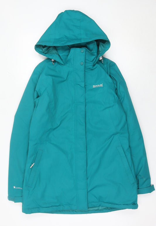 Regatta Womens Green Hooded Parka Jacket Size 10 Waterproof