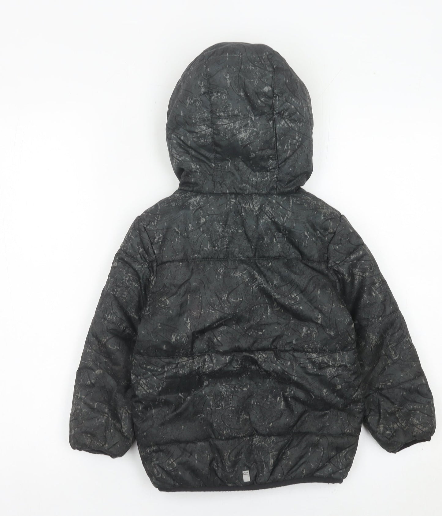 Regatta Boys Black Camouflage Puffer Jacket 3-4 Years Hooded Zip Winter Coat