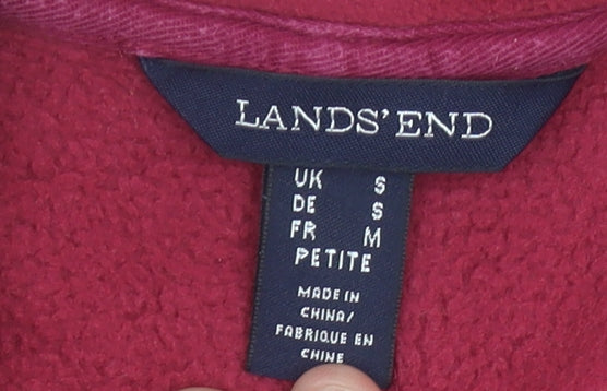 Lands' End Women's Red Petite S Cardigan Fleece Jacket