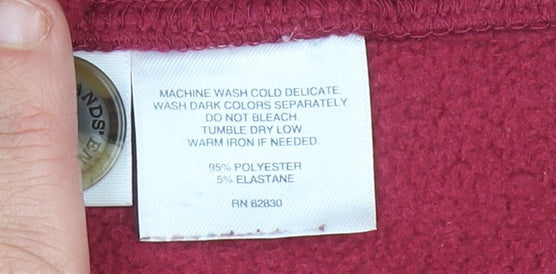 Lands' End Women's Red Petite S Cardigan Fleece Jacket