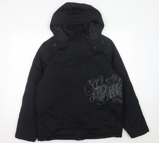 Billabong Men's Black Small Puffer Jacket Hooded Winter Coat