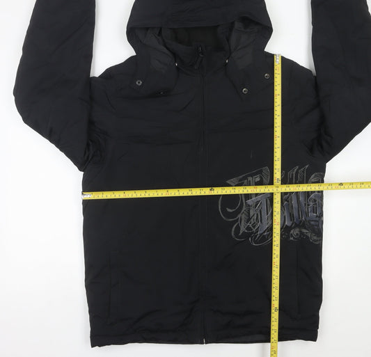 Billabong Men's Black Small Puffer Jacket Hooded Winter Coat