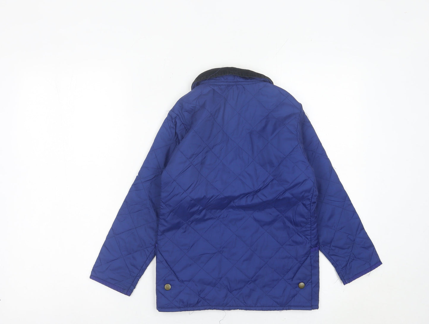 Barbour Boys Blue Quilted Jacket 2XS Mid-Length Snap Button Casual Coat