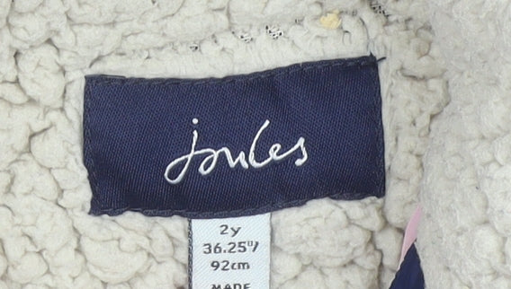 Joules Girls Blue Puffer Waistcoat 2 Years Hooded Star Print Quilted Gilet
