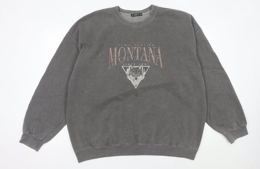 Girl Knows All Women’s Grey Wolf Graphic Sweatshirt XL