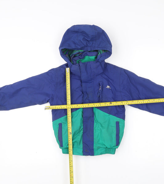 Trespass Boys Blue Green Ski Jacket 3-4 Years Waterproof Hooded Winter Coat