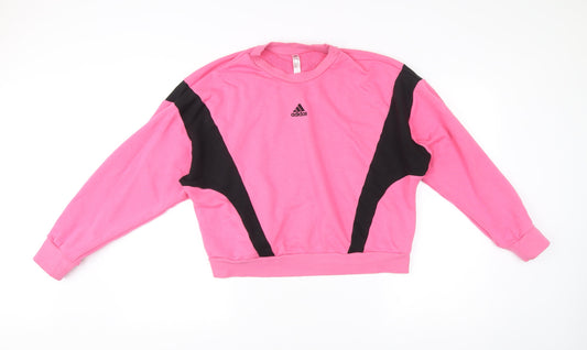 Adidas Women’s Pink Black Colourblock Sweatshirt M 12-14
