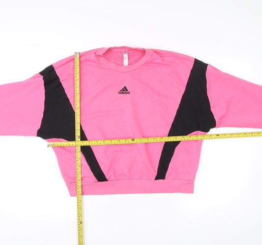 Adidas Women’s Pink Black Colourblock Sweatshirt M 12-14