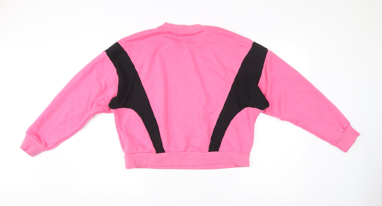 Adidas Women’s Pink Black Colourblock Sweatshirt M 12-14