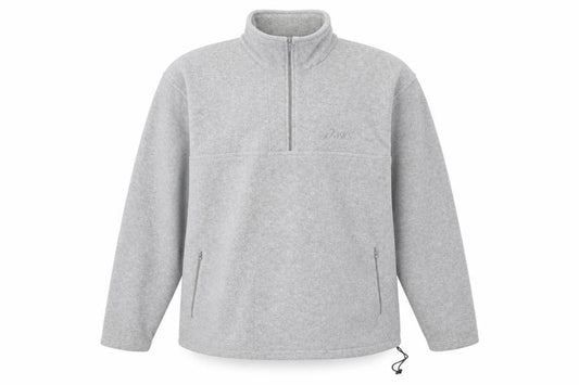 Front view of Asics Men’s Grey Fleece Sweatshirt M Half Zip Pullover Outdoor
