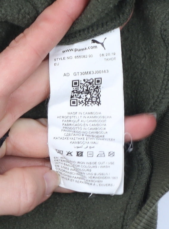 Puma Mens Green Pullover Sweatshirt M Logo Crew Neck Sportswear